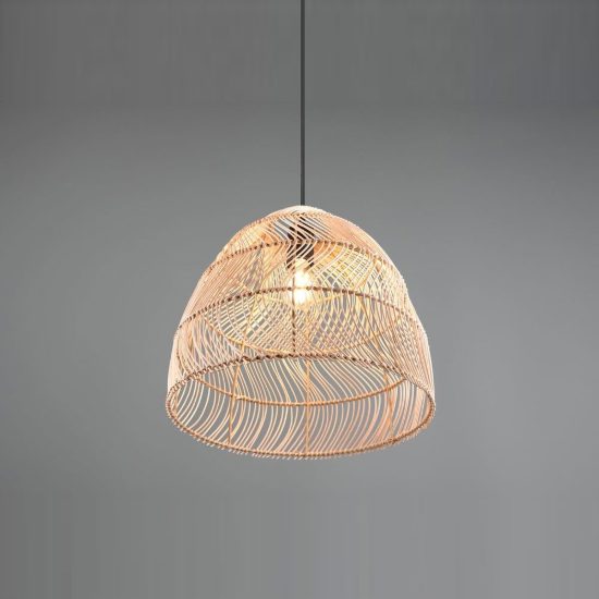Lampadario a sospensione per soggiorno moderno in rattan intrecciato naturale