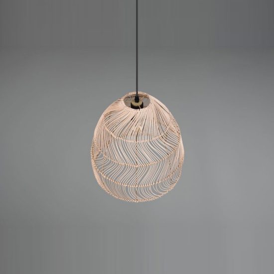 Lampadario a sospensione per soggiorno moderno in rattan intrecciato naturale