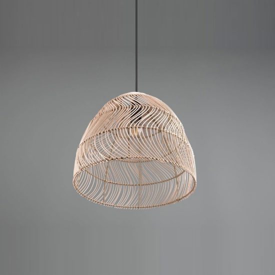 Lampadario a sospensione per soggiorno moderno in rattan intrecciato naturale