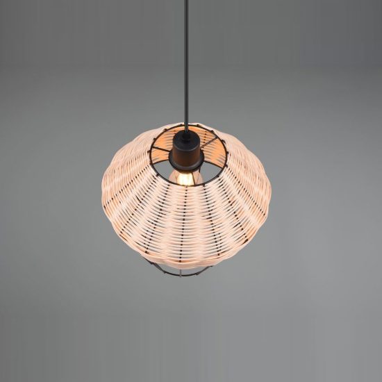 Lampadario a sospensione per sala da pranzo moderno in rattan naturale