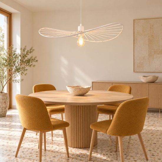 Lampadario a sospensione per sala da pranzo moderno in metallo bianco opaco