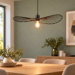 Lampadario a sospensione per sala da pranzo moderno in metallo nero opaco
