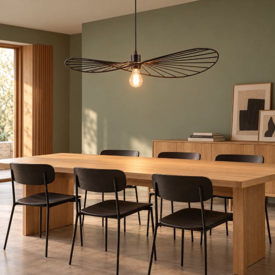 Lampadario a sospensione per sala da pranzo moderno in metallo nero opaco