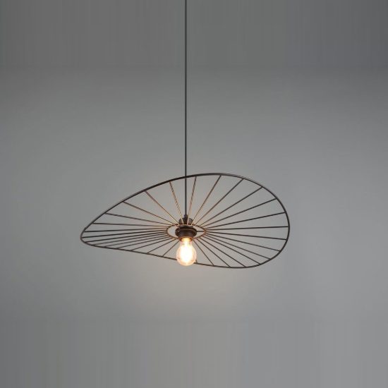Lampadario a sospensione per sala da pranzo moderno in metallo nero opaco