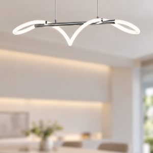 Lampadario a sospensione led 28w 4000k per soggiorno moderno a tubo flessibile cromo