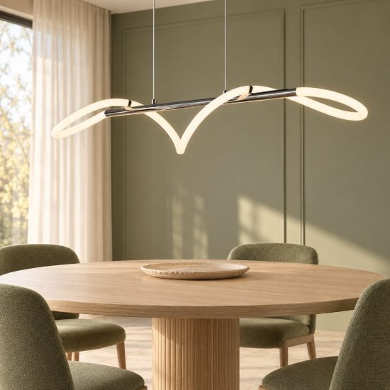 Lampadario a sospensione led 28w 4000k per soggiorno moderno a tubo flessibile cromo
