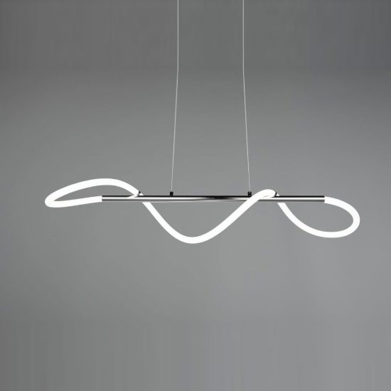 Lampadario a sospensione led 28w 4000k per soggiorno moderno a tubo flessibile cromo