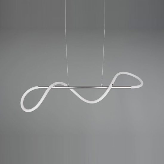 Lampadario a sospensione led 28w 4000k per soggiorno moderno a tubo flessibile cromo