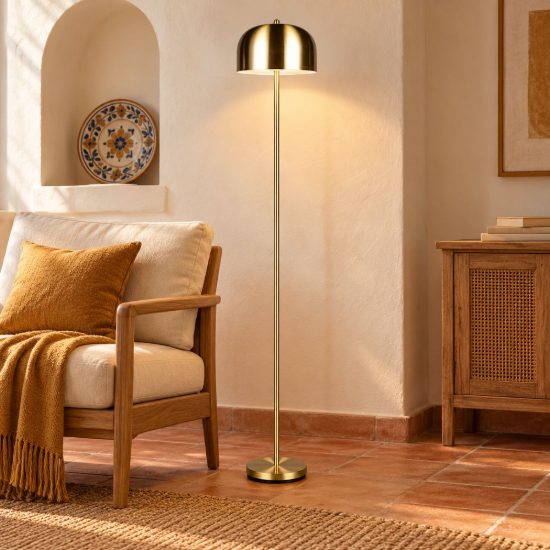 Lampada da terra ricaricabile led 2,5w 3000k touch per soggiorno moderna ottone satinato