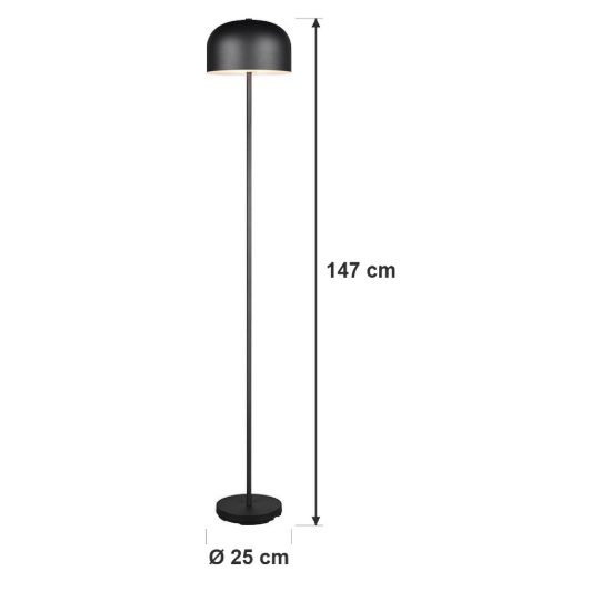Lampada da terra ricaricabile led 2,5w 3000k touch per soggiorno moderna nera