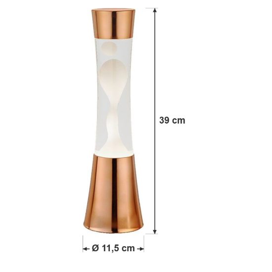Lampada da tavolo effetto lava gy6,35 per cameretta rame opaco con cera ambra