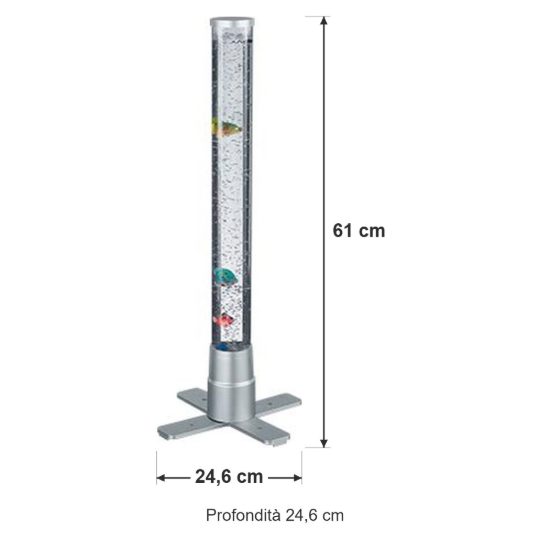Lampada da tavolo led rgb per cameretta con pesciolini galleggianti titanio