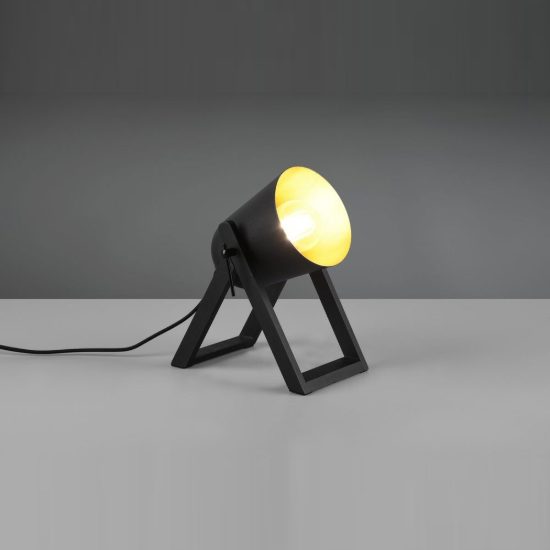 Abat-jour per comodino moderno con piedi in legno diffusore orientabile nero oro