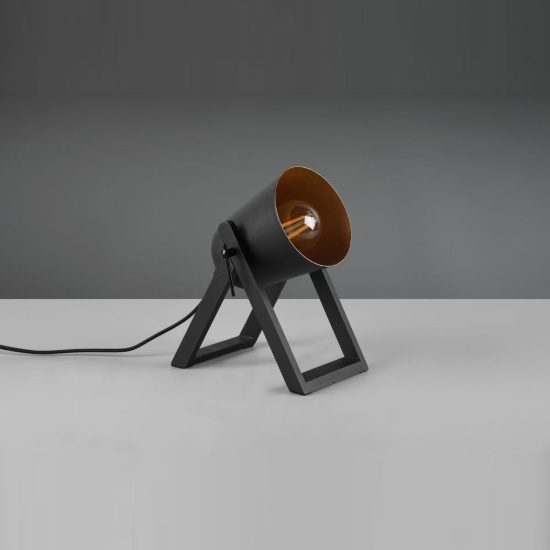 Abat-jour per comodino moderno con piedi in legno diffusore orientabile nero oro