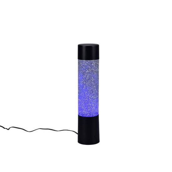 Abat-jour led 0,9w rgb per comodino design a colonna d'acqua con glitter nero