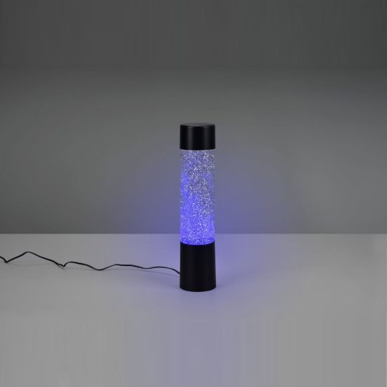 Abat-jour led 0,9w rgb per comodino design a colonna d'acqua con glitter nero