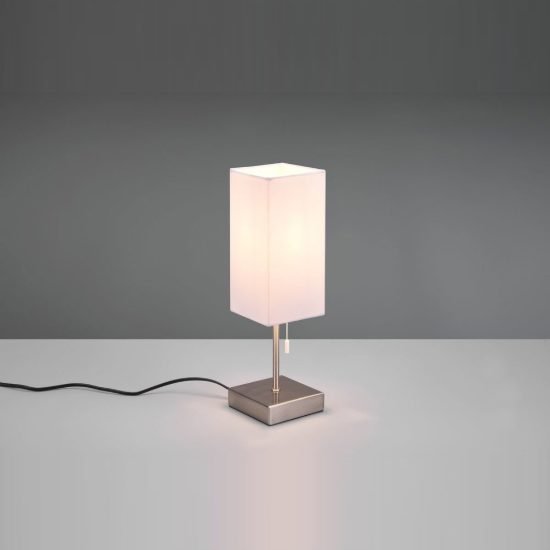 Abat-jour per comodino moderno nichel opaco con paralume bianco prese usb di ricarica