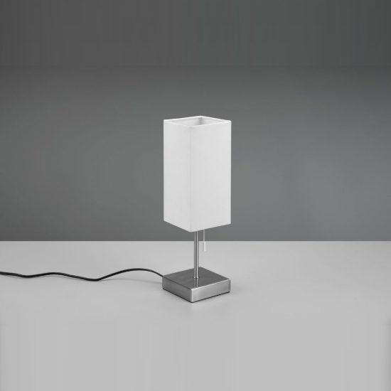 Abat-jour per comodino moderno nichel opaco con paralume bianco prese usb di ricarica