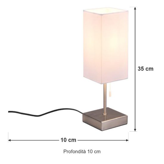 Abat-jour per comodino moderno nichel opaco con paralume bianco prese usb di ricarica