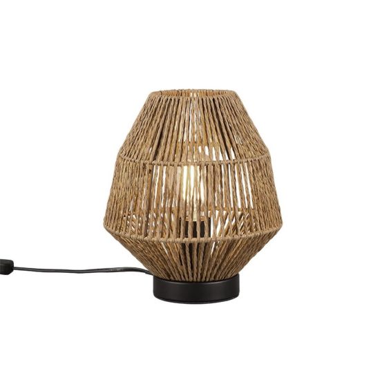 Abat-jour per comodino moderno in carta effetto rattan naturale