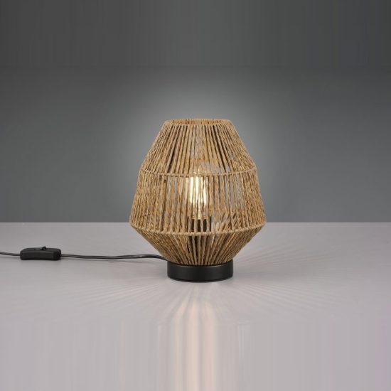 Abat-jour per comodino moderno in carta effetto rattan naturale