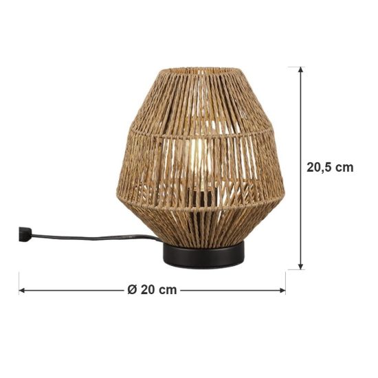 Abat-jour per comodino moderno in carta effetto rattan naturale