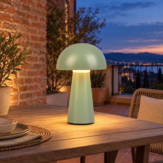 Lampada da tavolino ricaricabile da esterno led 2w 3000k touch ip44 moderna verde pistacchio