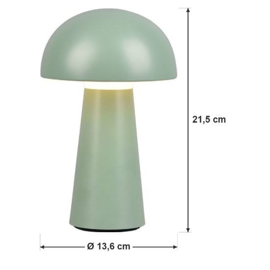 Lampada da tavolino ricaricabile da esterno led 2w 3000k touch ip44 moderna verde pistacchio