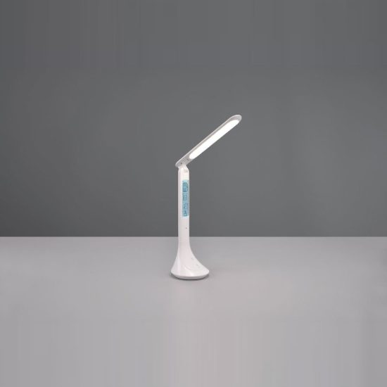 Lampada da scrivania ricaricabile led 4w 4000k touch per ufficio con orologio sveglia bianca