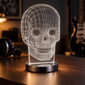 Lampada da tavolo led 7w 3000k 4000k 6500k per cameretta a forma di teschio cromo