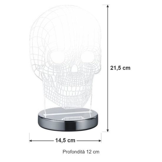 Lampada da tavolo led 7w 3000k 4000k 6500k per cameretta a forma di teschio cromo