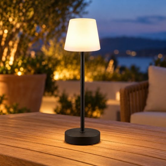Lampada da tavolo ricaricabile da esterno led 2,2w cct 2700k 6500k touch ip44 moderna nera