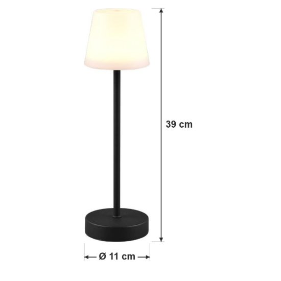 Lampada da tavolo ricaricabile da esterno led 2,2w cct 2700k 6500k touch ip44 moderna nera