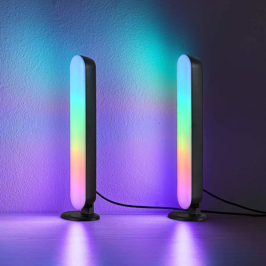 Set di 2 lampade da tavolo gaming led 5w rgb con telecomando controllo del suono nere