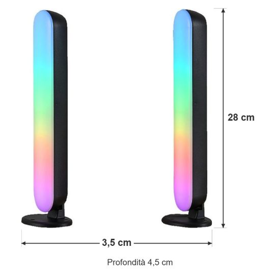 Set di 2 lampade da tavolo gaming led 5w rgb con telecomando controllo del suono nere