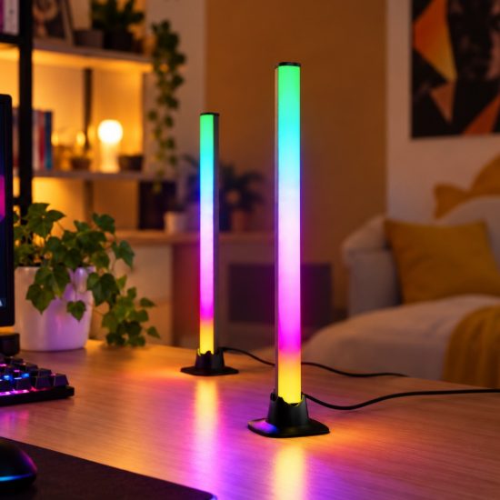 Set di 2 lampade da tavolo gaming led 10w rgb con telecomando controllo del suono nere