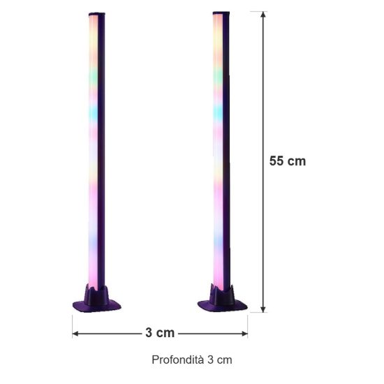 Set di 2 lampade da tavolo gaming led 10w rgb con telecomando controllo del suono nere