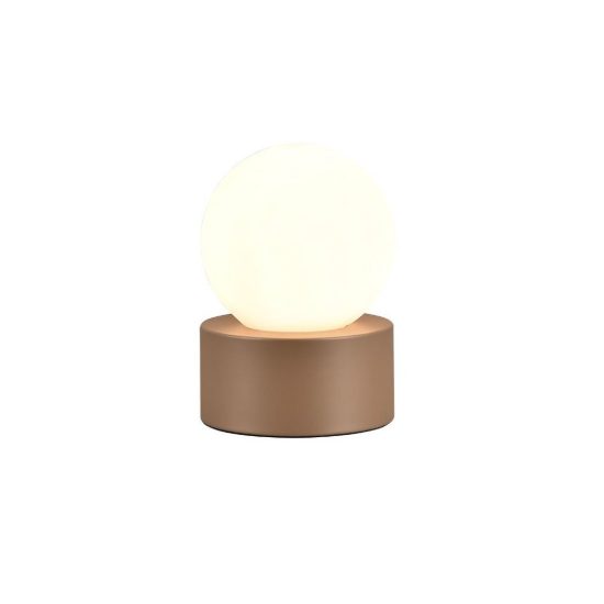 Abat-jour touch per comodino moderno caffe con sfera in vetro bianco