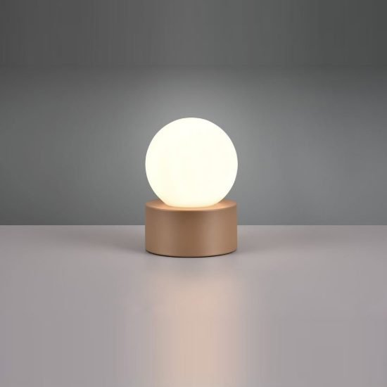 Abat-jour touch per comodino moderno caffe con sfera in vetro bianco