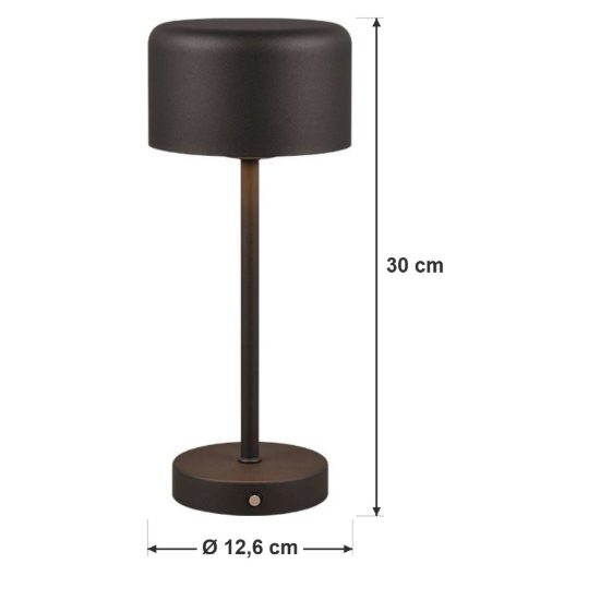 Abat-jour ricaricabile led 1,5w 3000k touch per comodino moderno nero