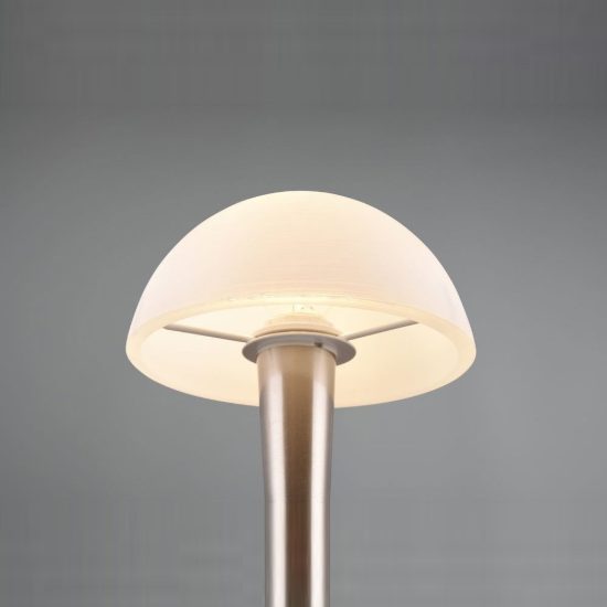 Abat-jour touch per comodino moderno nichel opaco con vetro bianco satinato