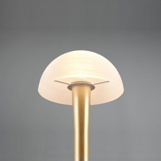 Abat-jour touch per comodino moderno ottone satinato con vetro bianco satinato