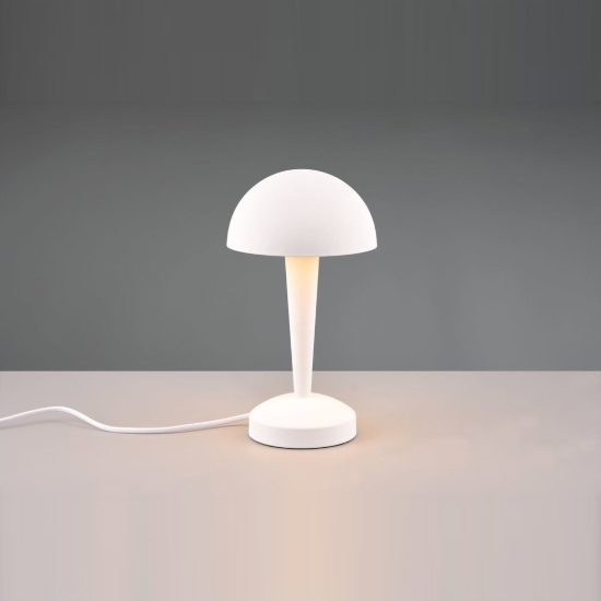 Abat-jour touch per comodino moderno bianco opaco con paralume in metallo