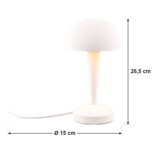 Abat-jour touch per comodino moderno bianco opaco con paralume in metallo