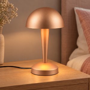 Abat-jour touch per comodino moderno caffe oro con paralume in metallo