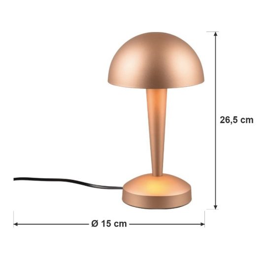 Abat-jour touch per comodino moderno caffe oro con paralume in metallo