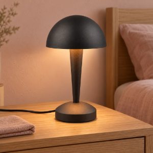 Abat-jour touch per comodino moderno nero oro con paralume in metallo