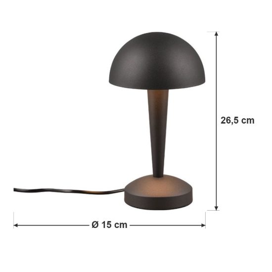 Abat-jour touch per comodino moderno nero oro con paralume in metallo