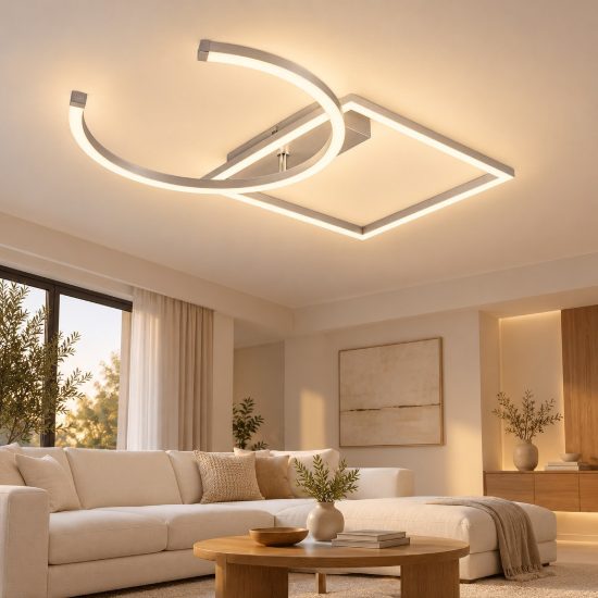 Plafoniera led 23,5w 4000k per soggiorno moderna ad anello orientabile alluminio spazzolato