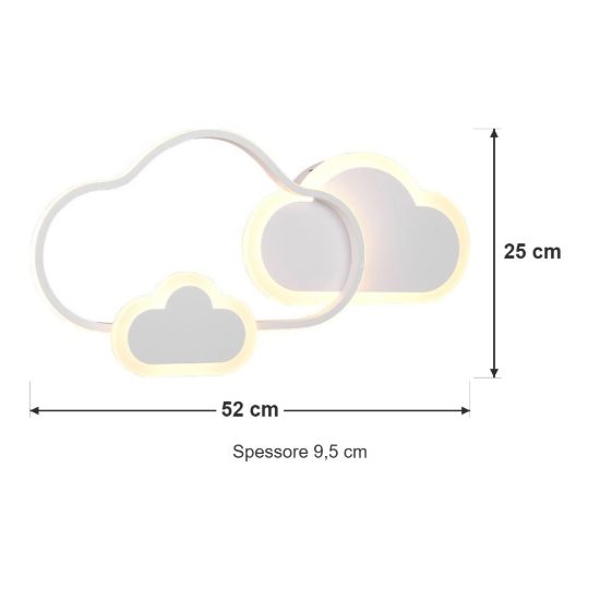 Plafoniera led 29w 3000k rgb con telecomando per cameretta a forma di nuvola bianca